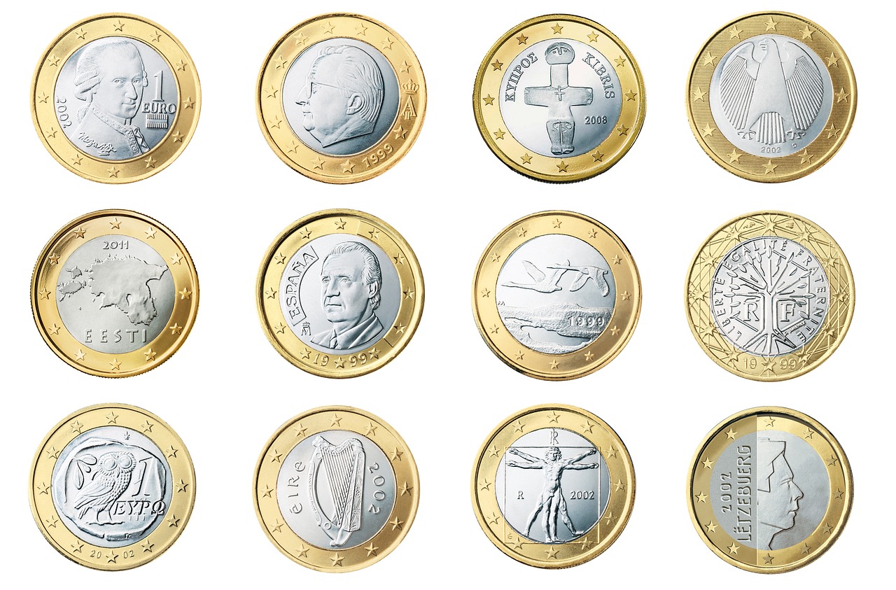 Due euro rari in primo piano, simboli della collezione e della ricerca numismatica.